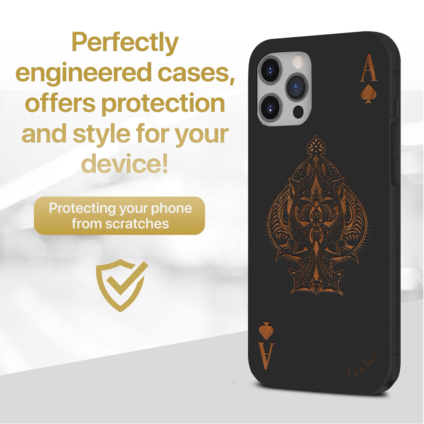 Wooden Cell Phone Case Cover, Laser Engraved case for iPhone & Samsung phone Ace of Spade Design