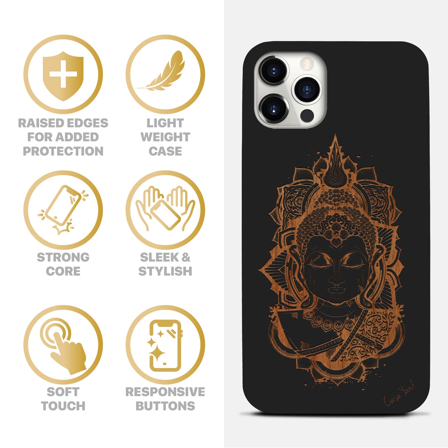 Buddha Art Lady Wooden Laser Engraved Phone Case for iPhone & Samsung Phones