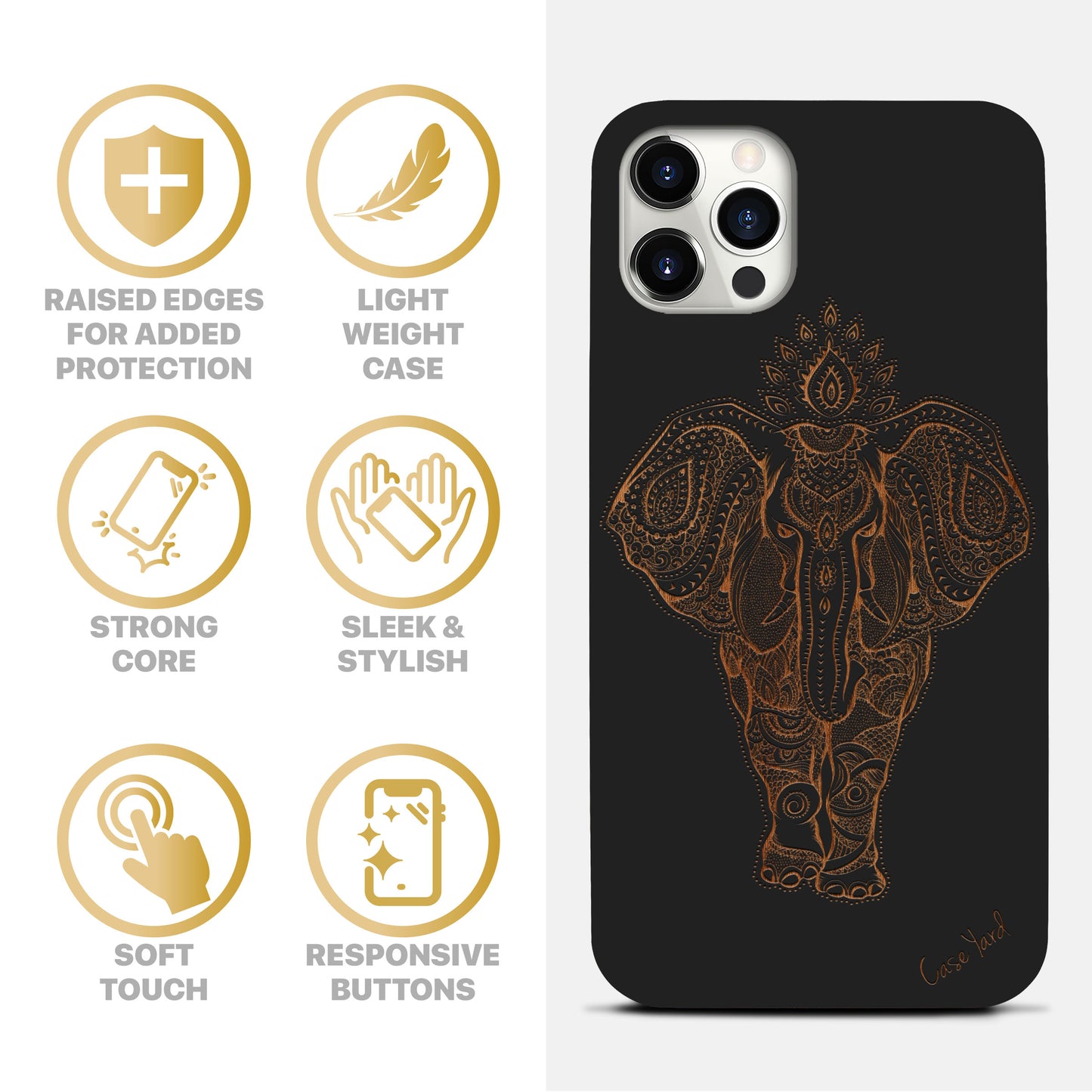 Indian Elephant Wooden Laser Engraved Phone Case for iPhone