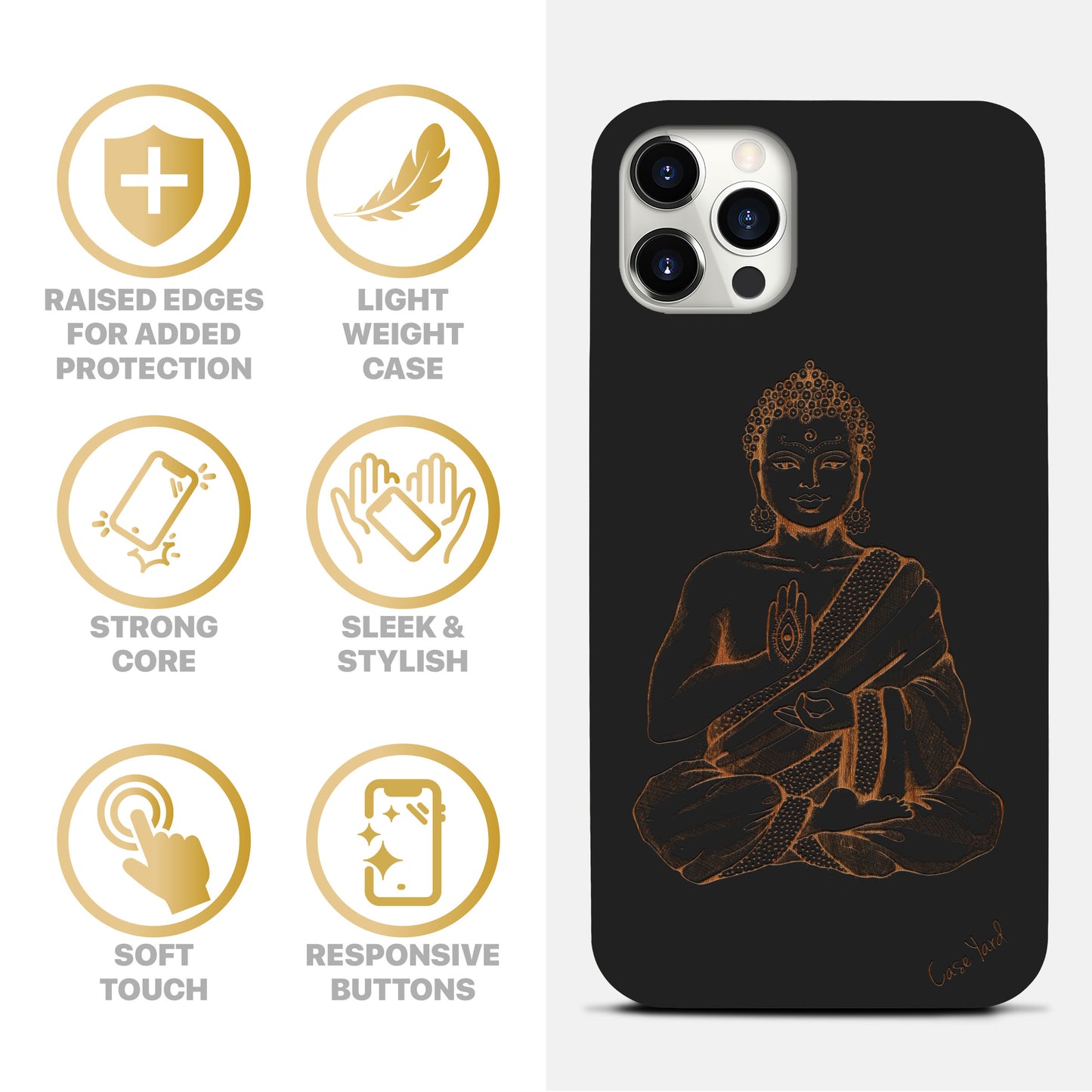 Buddha Wooden Laser Engraved Phone Case for iPhone & Samsung Phones
