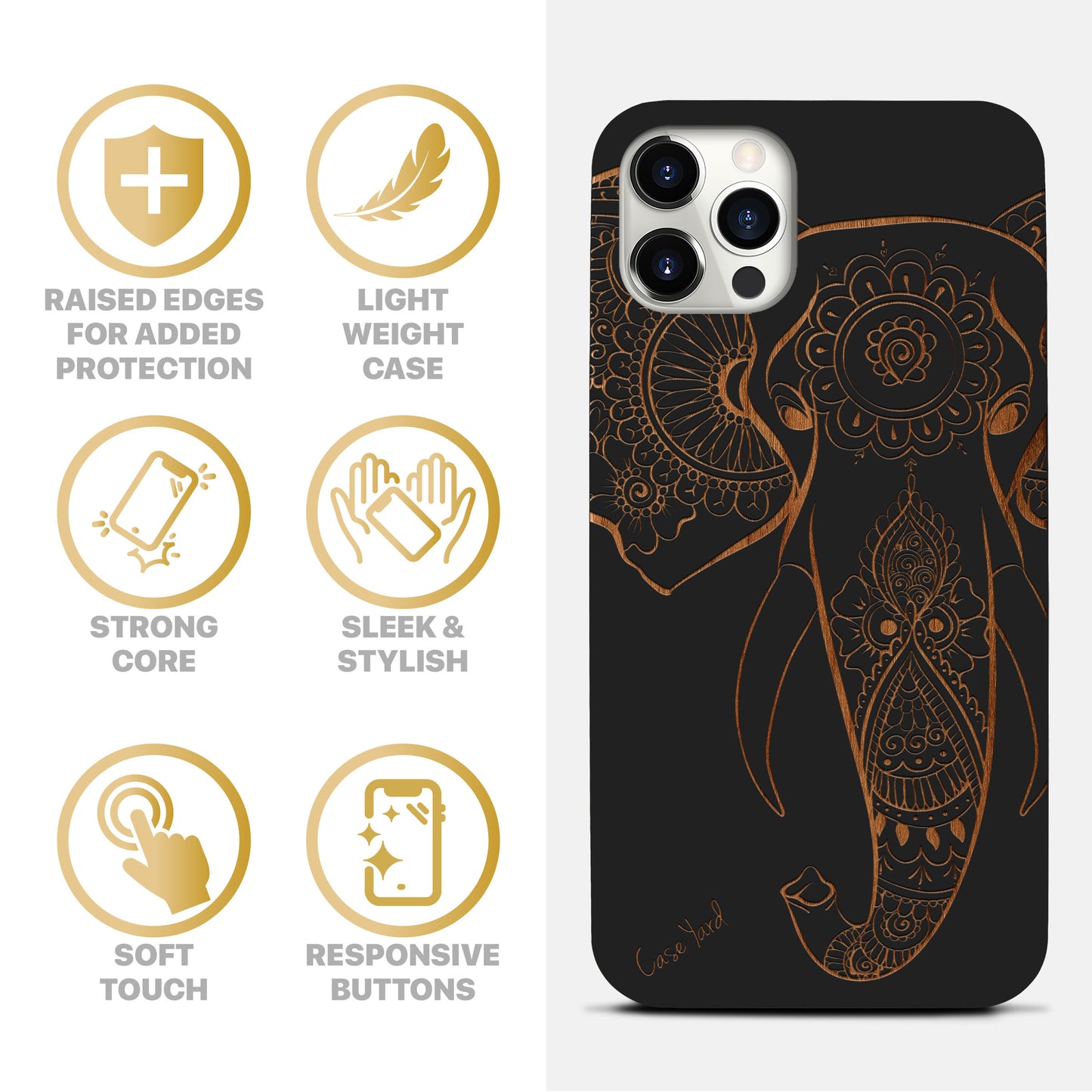 Elephant Hannah Head Wood Wooden Laser Engraved Phone Case for iPhone