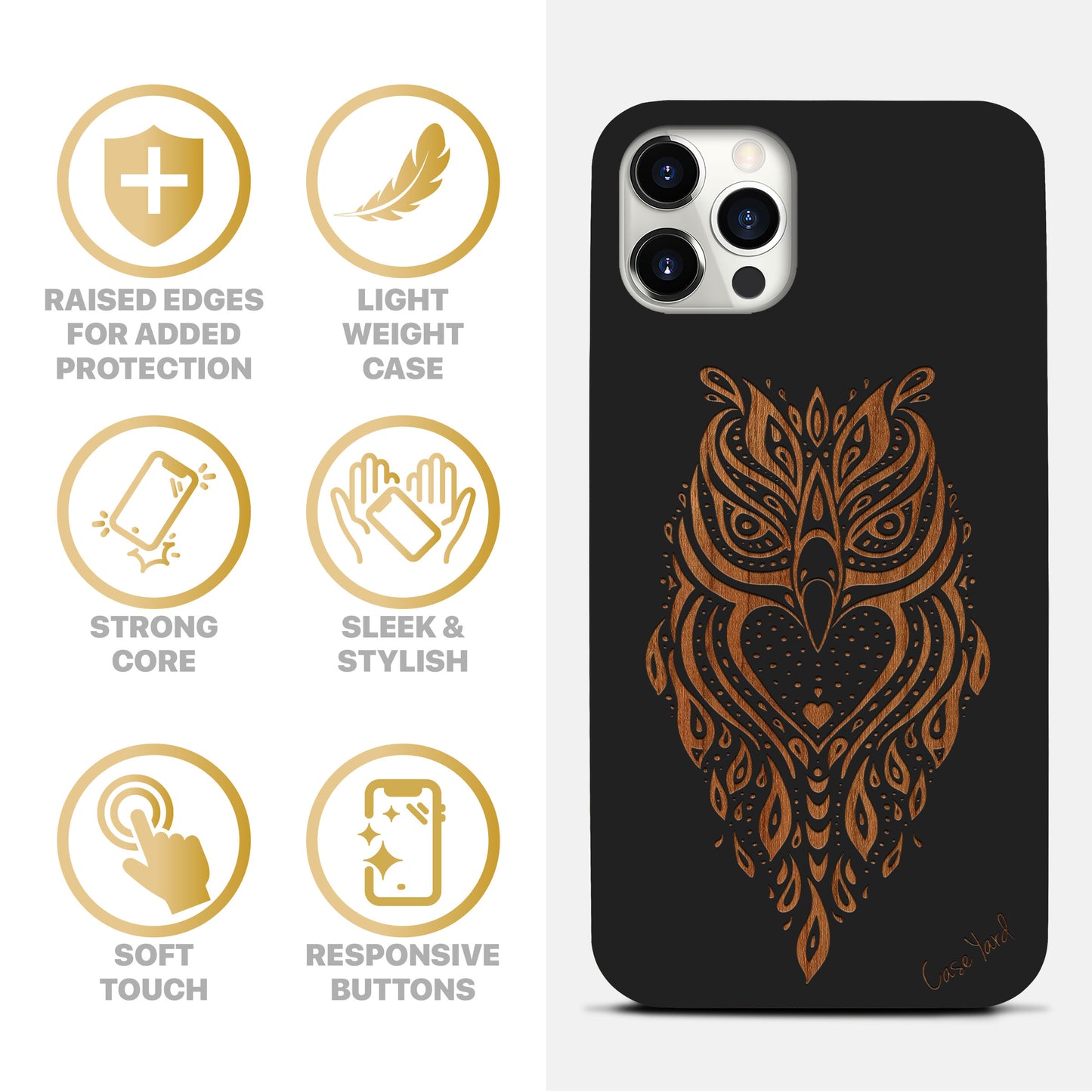 Owl 4 Wooden Laser Engraved Phone Case for iPhone