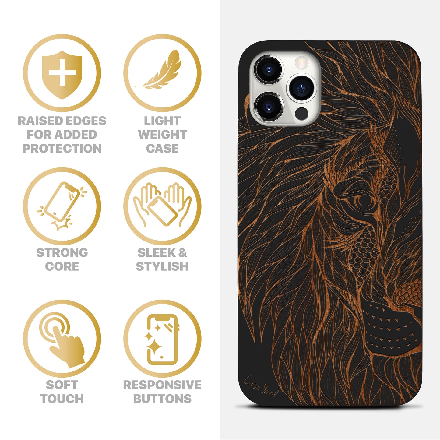 Wooden Cell Phone Case Cover, Laser Engraved case for iPhone & Samsung phone Tribal Lion Design