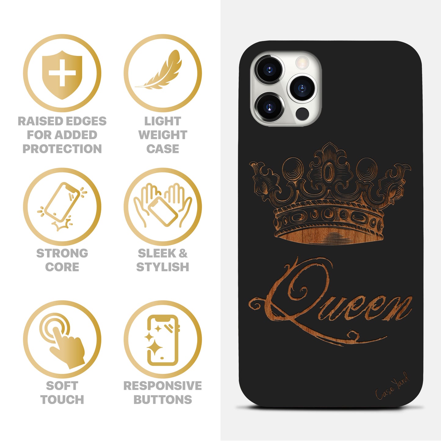 Queen Crown Wooden Laser Engraved Phone Case for iPhone