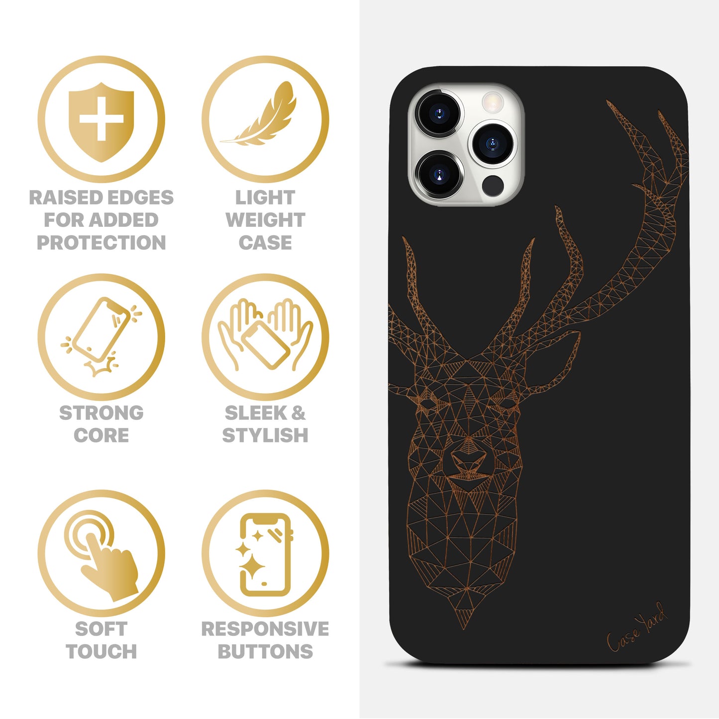 Wooden Cell Phone Case Cover, Laser Engraved case for iPhone & Samsung phone Deer Design