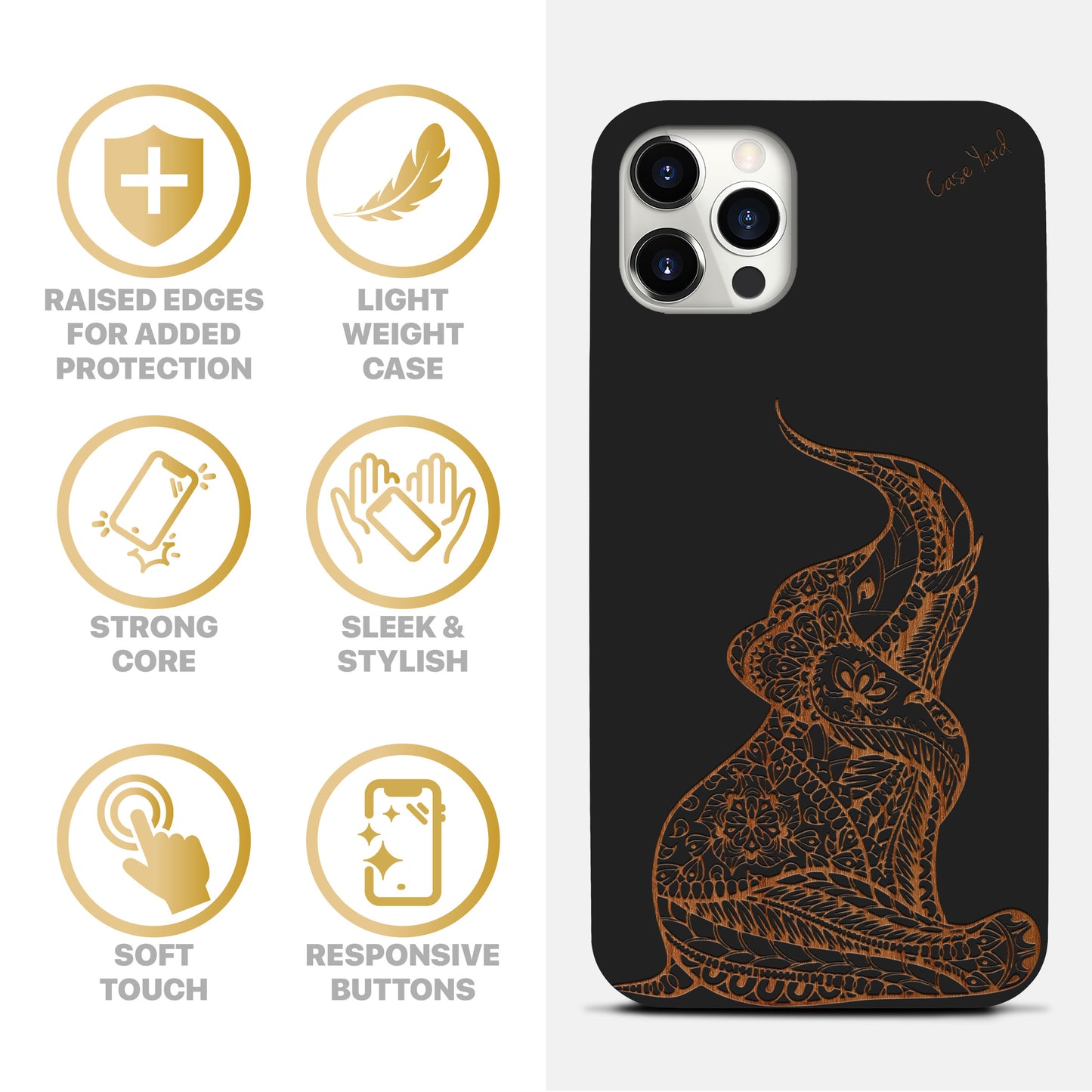 Indian Baby Elephant Wooden Laser Engraved Phone Case