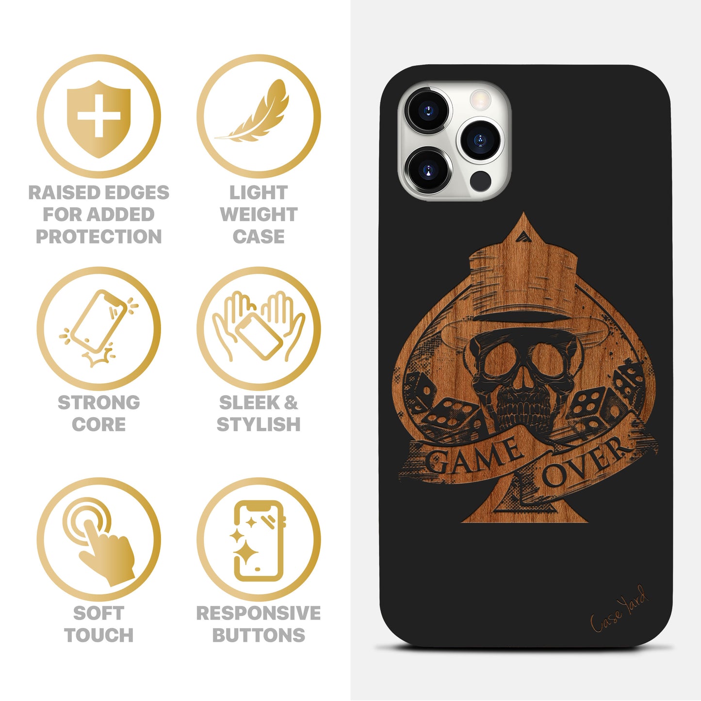 Game Over Wooden Laser Engraved Phone Case
