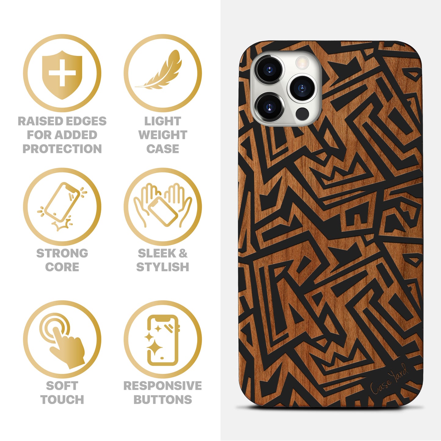 Wooden Cell Phone Case Cover, Laser Engraved case for iPhone & Samsung phone African Pattern Design