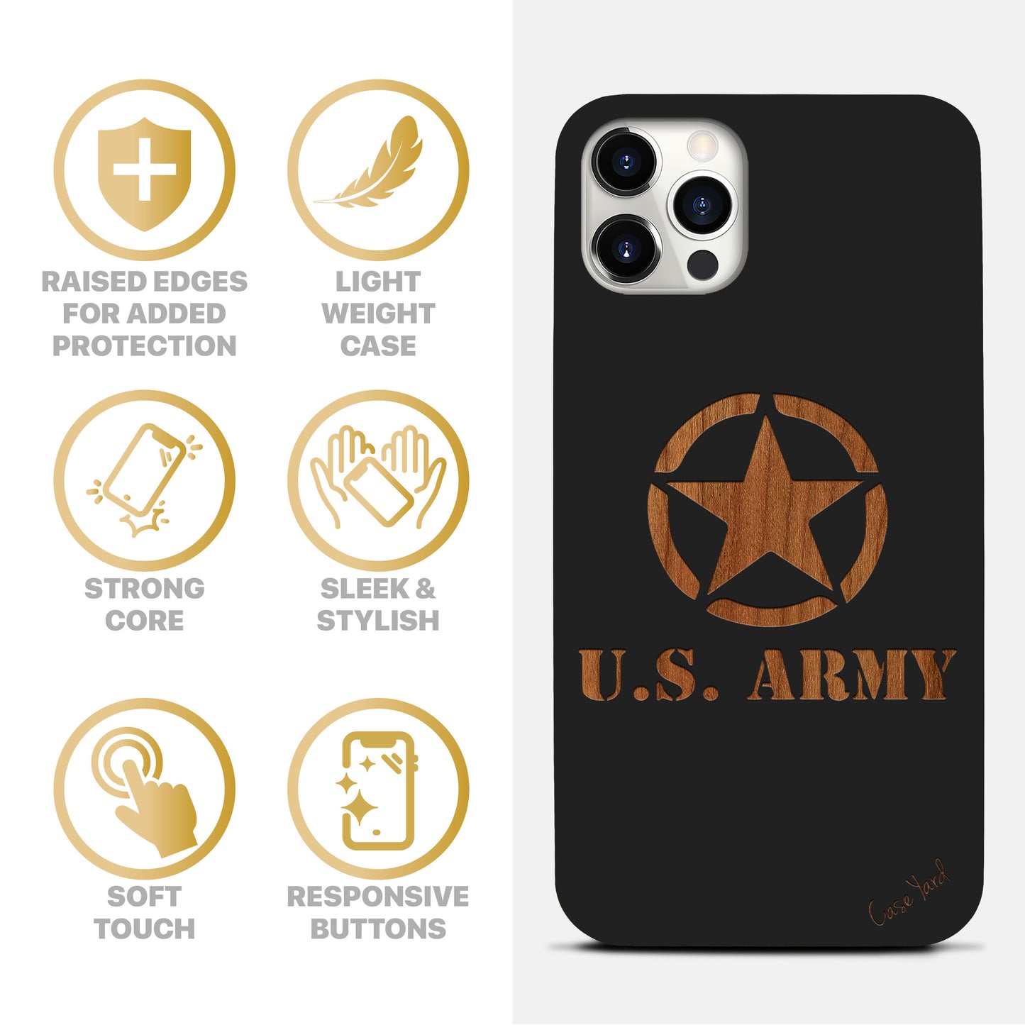 US Army Logo Wooden Laser Engraved Phone Case