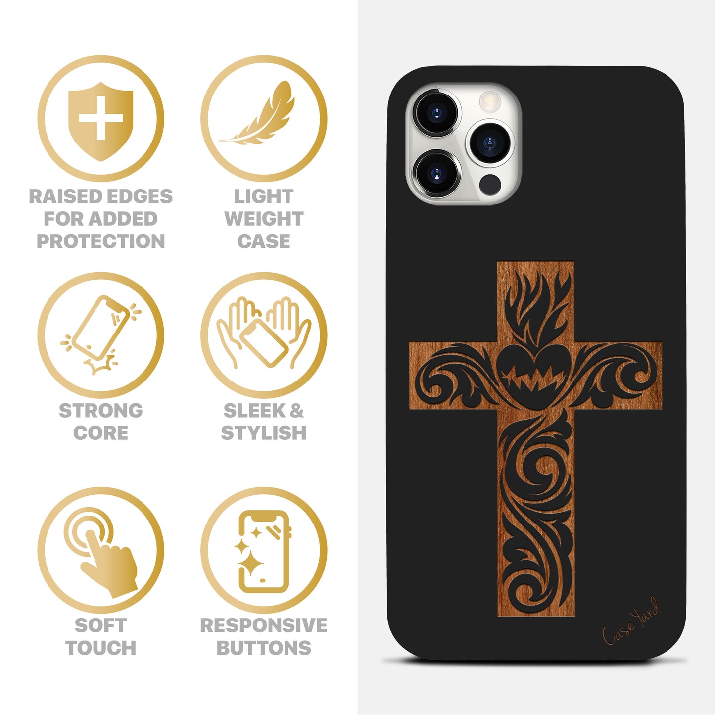 Wooden Cell Phone Case Cover, Laser Engraved case for iPhone & Samsung phone Cross 2 Case Design