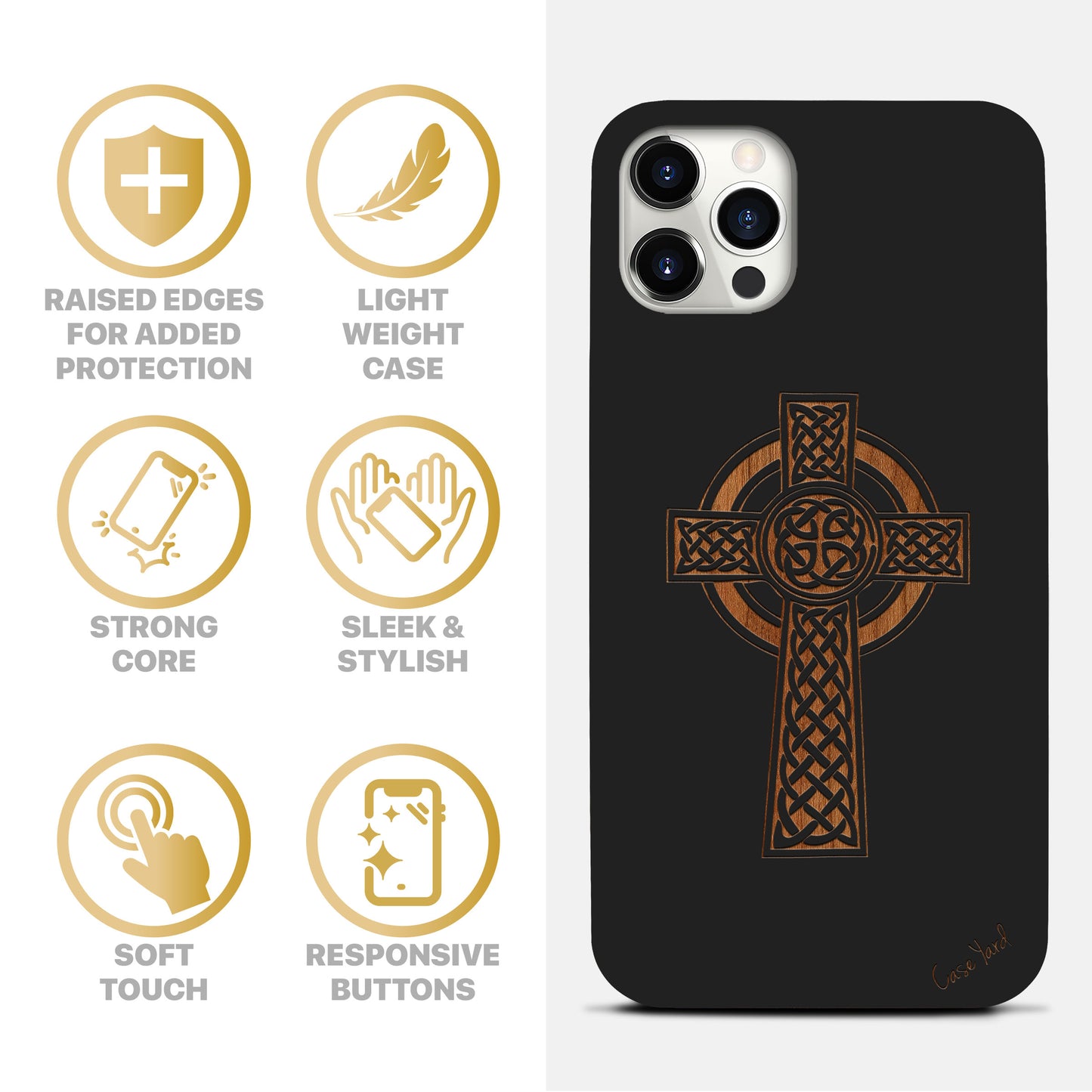 Cross 3 Wooden Laser Engraved Phone Case