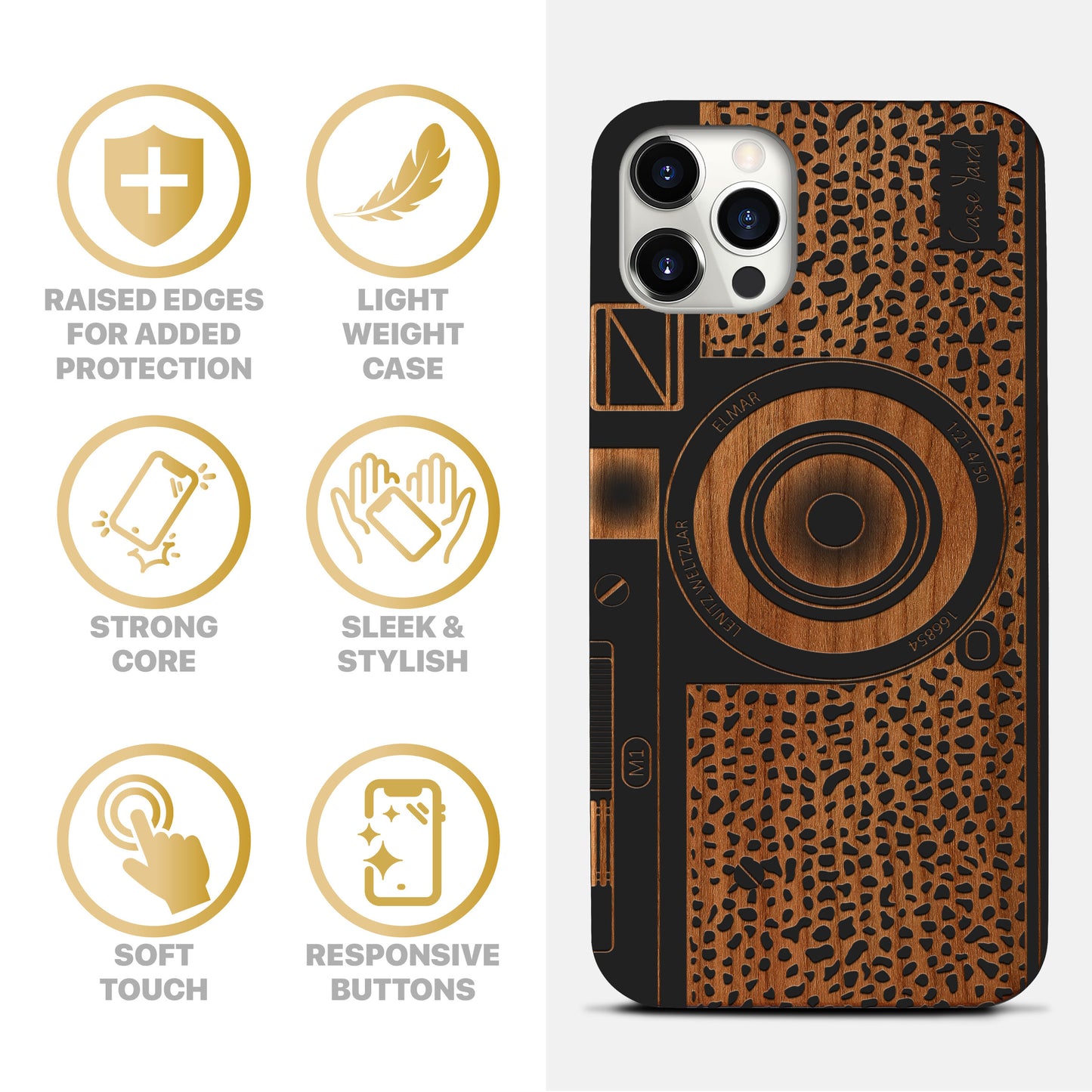 Camera Wooden Laser Engraved Phone Case
