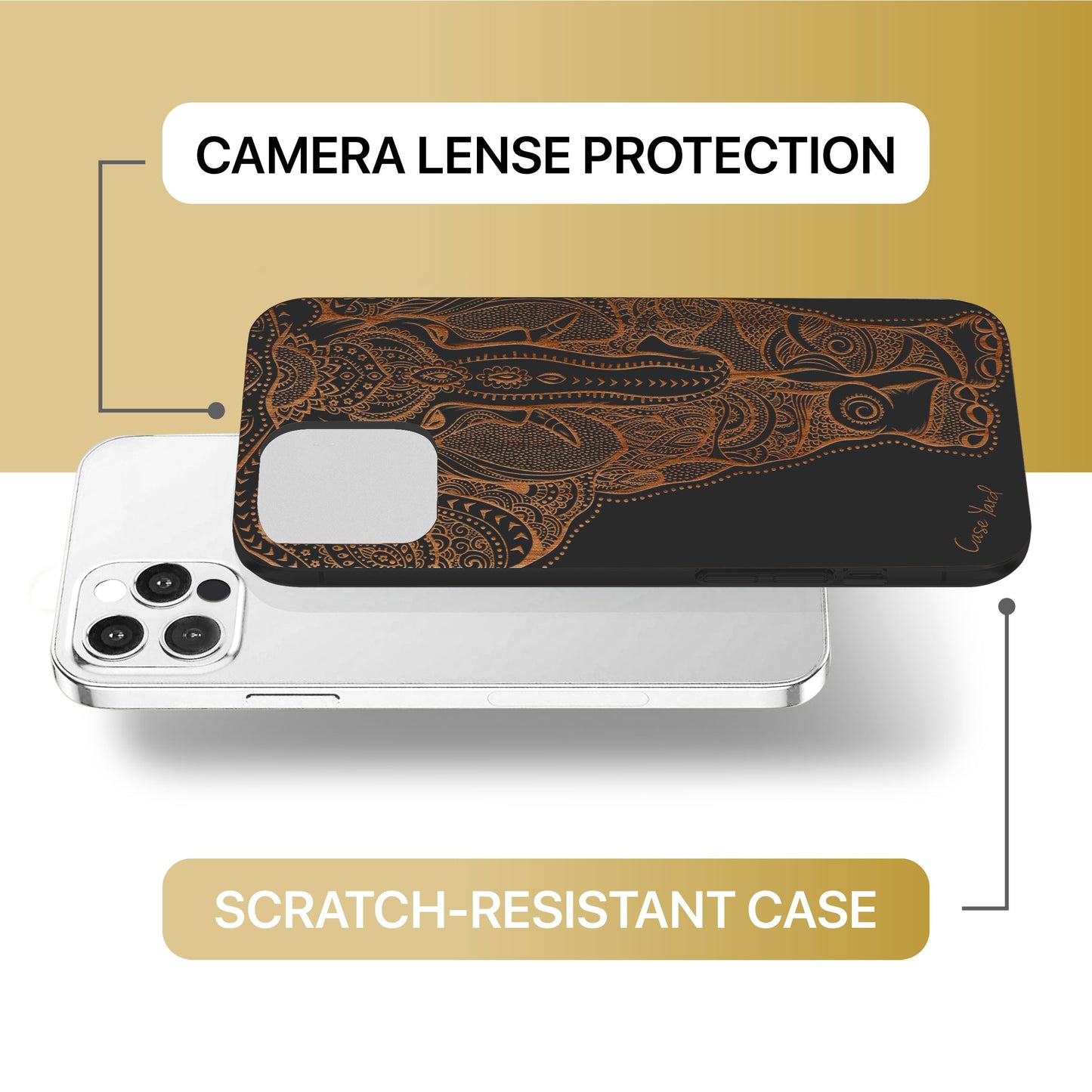 Indian Elephant Big Wooden Laser Engraved Phone Case for iPhone