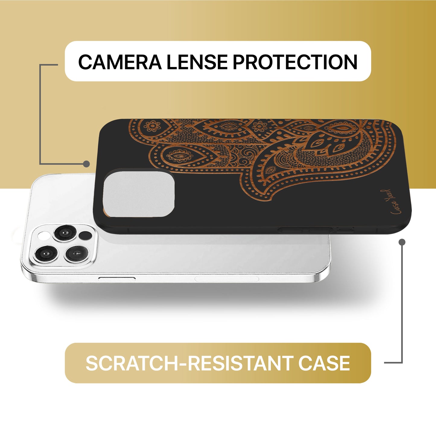 Half Hamsa Hand Wood Wooden Laser Engraved Phone Case for iPhone