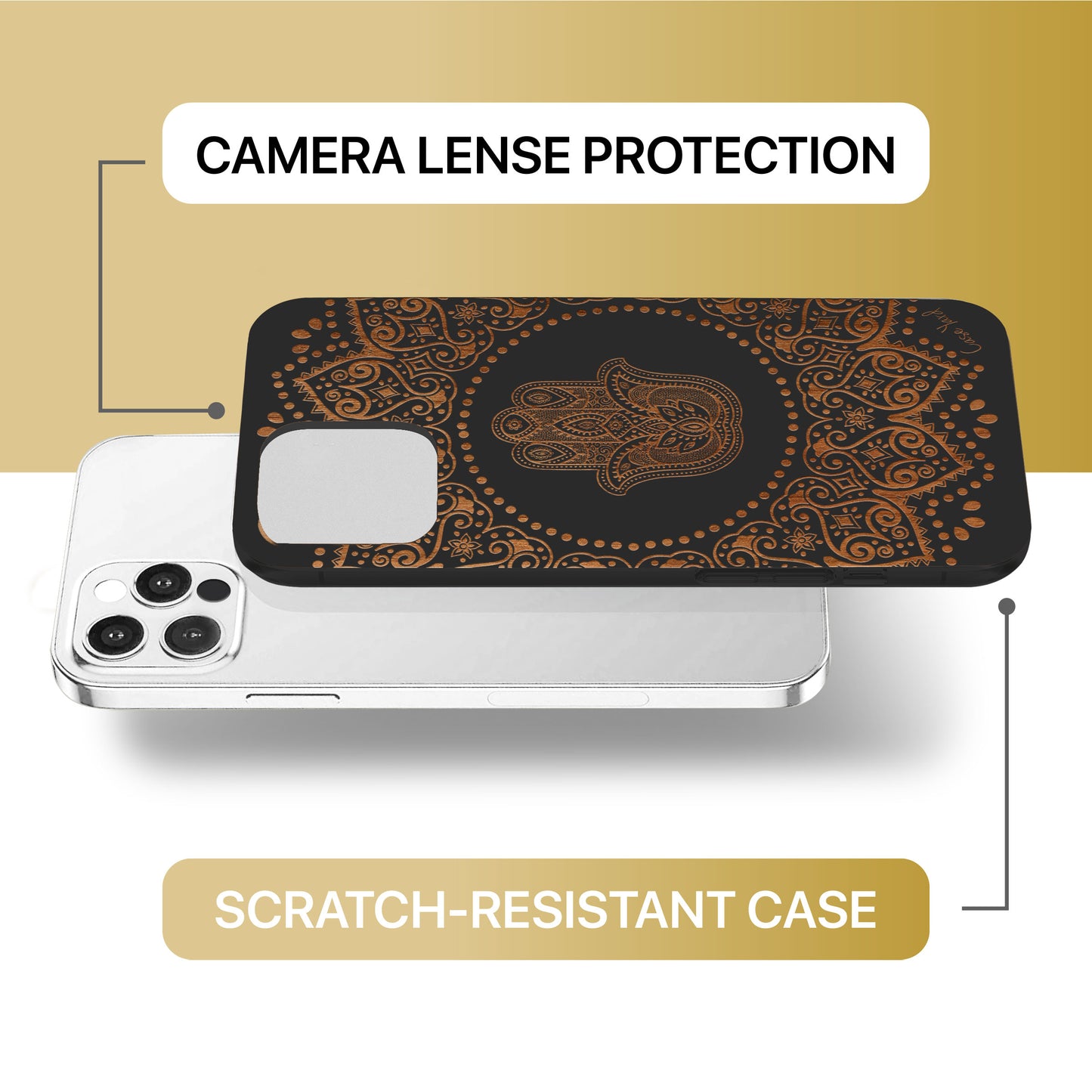 Hamsa Hand Mandala Wooden Laser Engraved Phone Case for iPhone