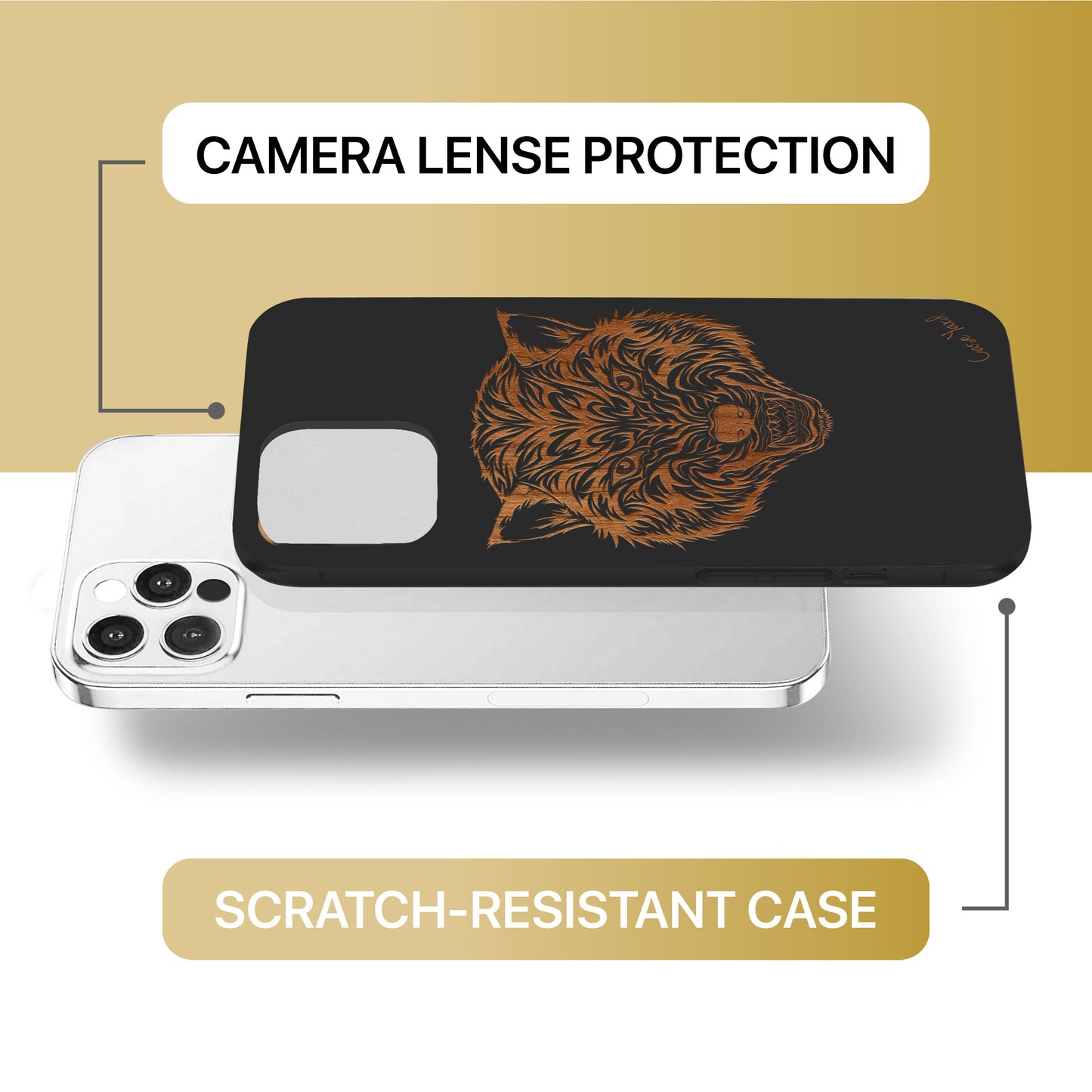 Wolf Wooden Laser Engraved Phone Case for iPhone