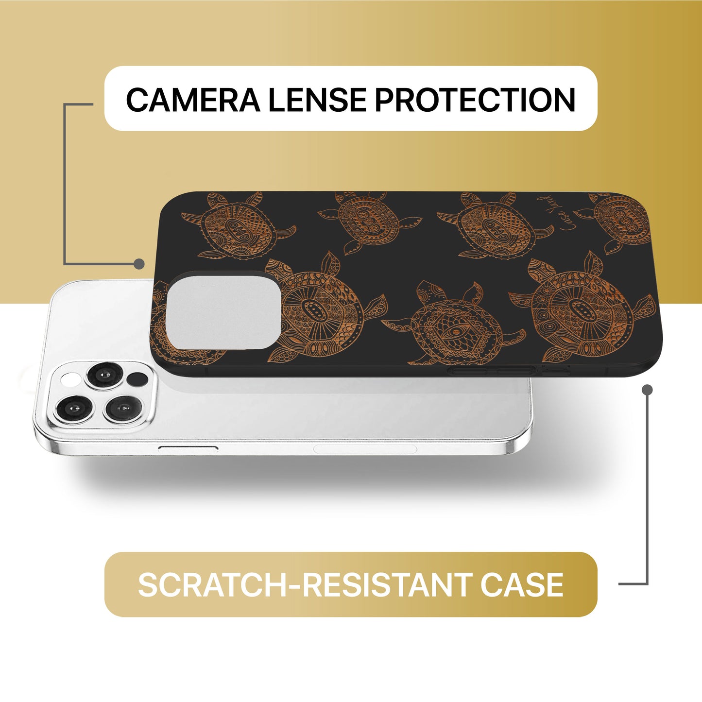 Turtles Pattern Wooden Laser Engraved Phone Case for iPhone