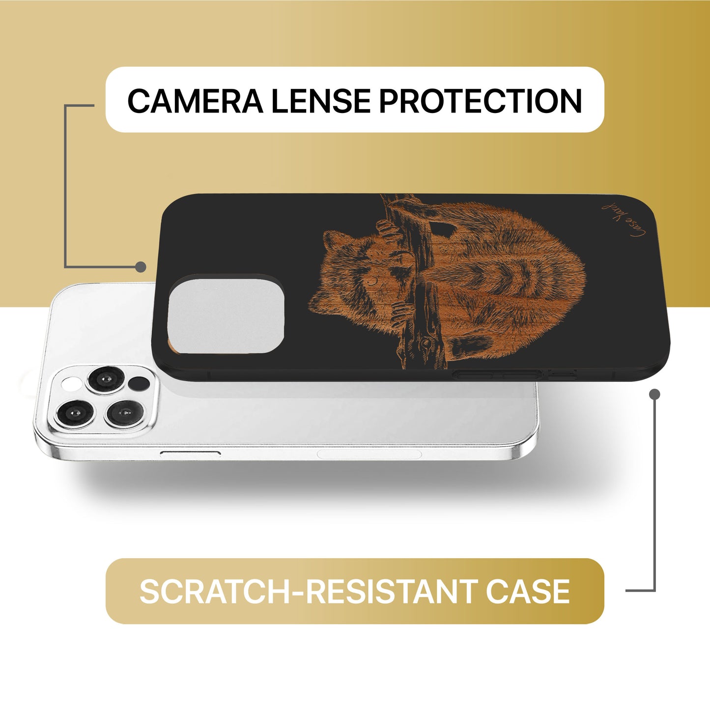 Raccoon Wooden Laser Engraved Phone Case for iPhone