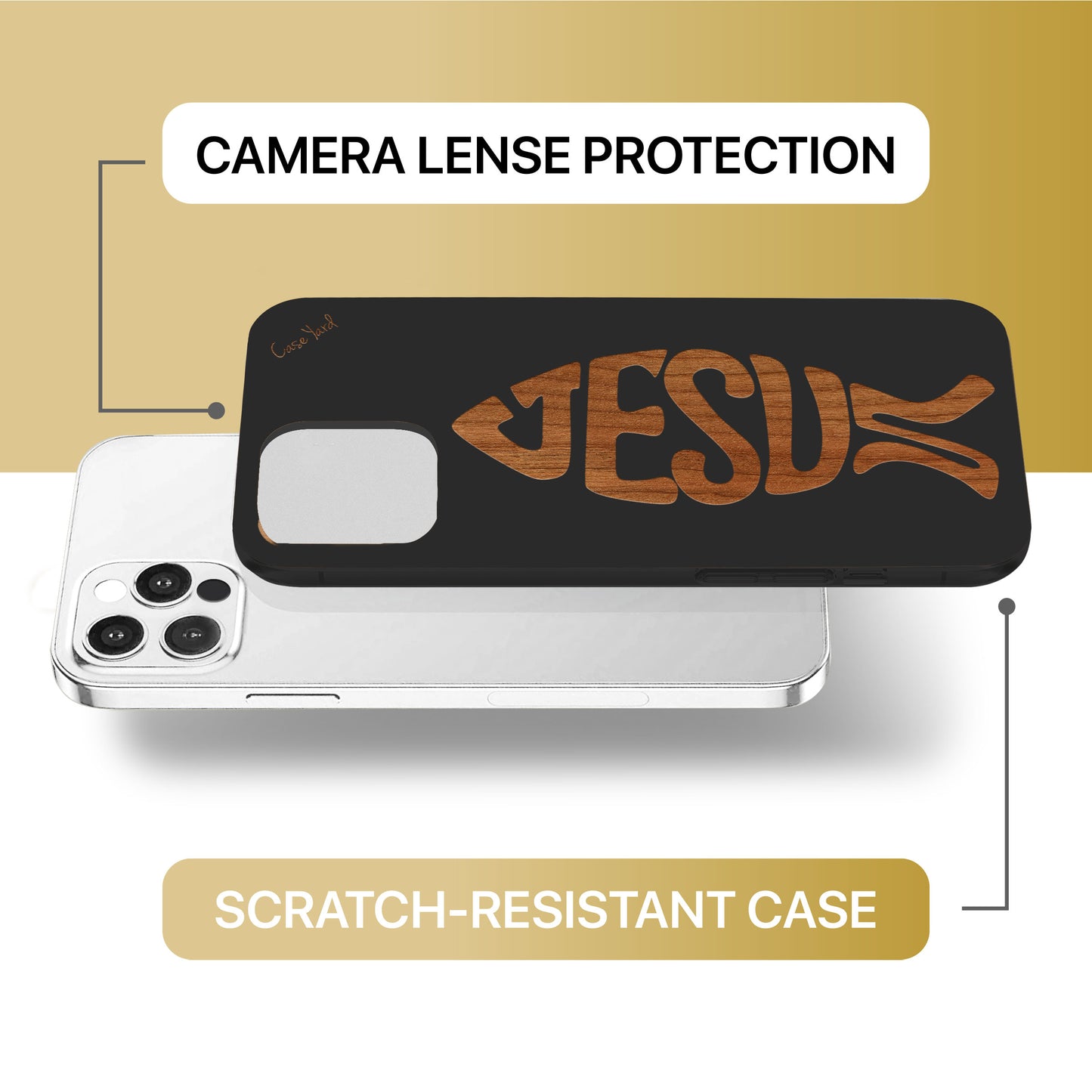 Jesus Fish Wooden Laser Engraved Phone Case for iPhone