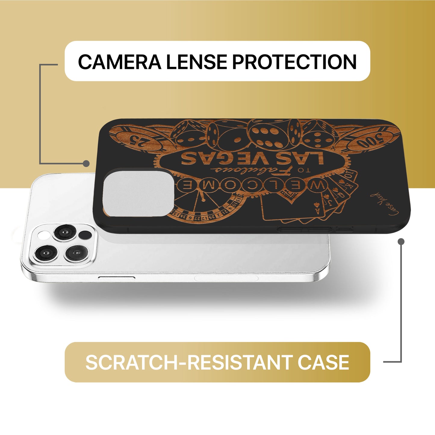 Wooden Cell Phone Case Cover, Laser Engraved case for iPhone & Samsung phone Las Vegas Gambler Design