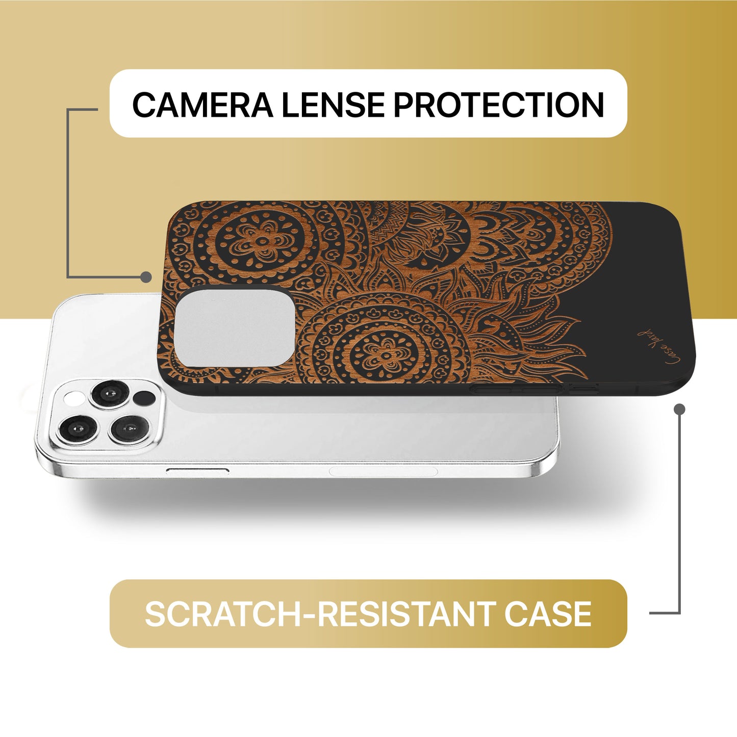 Geo Henna Wooden Laser Engraved Phone Case