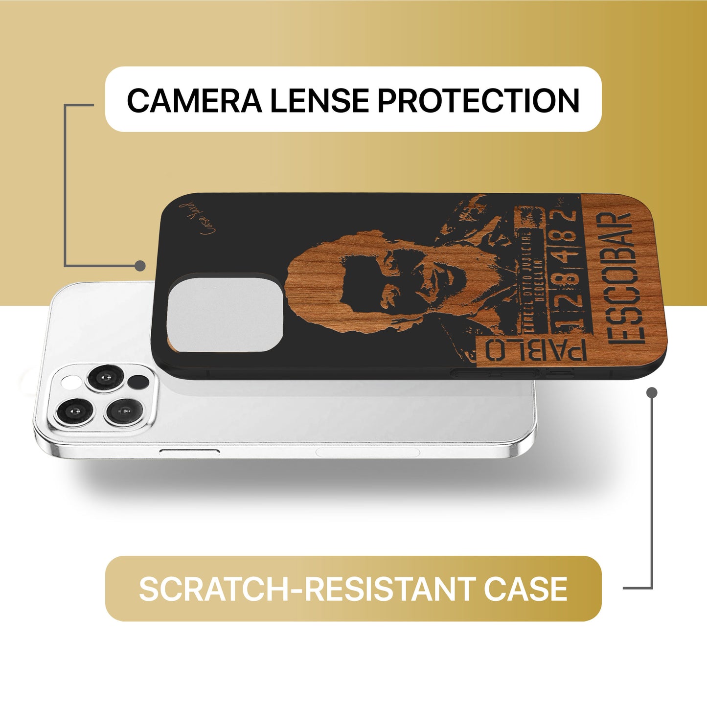 Wooden Cell Phone Case Cover, Laser Engraved case for iPhone & Samsung phone Pablo Escobar Mugshot Design