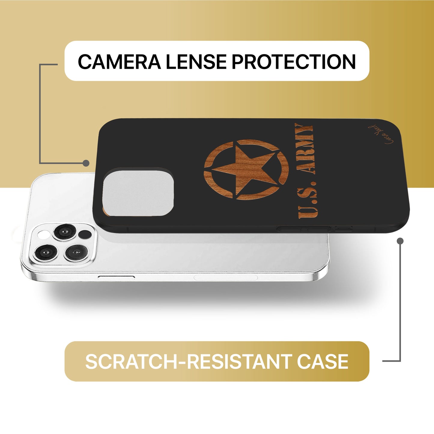 US Army Logo Wooden Laser Engraved Phone Case