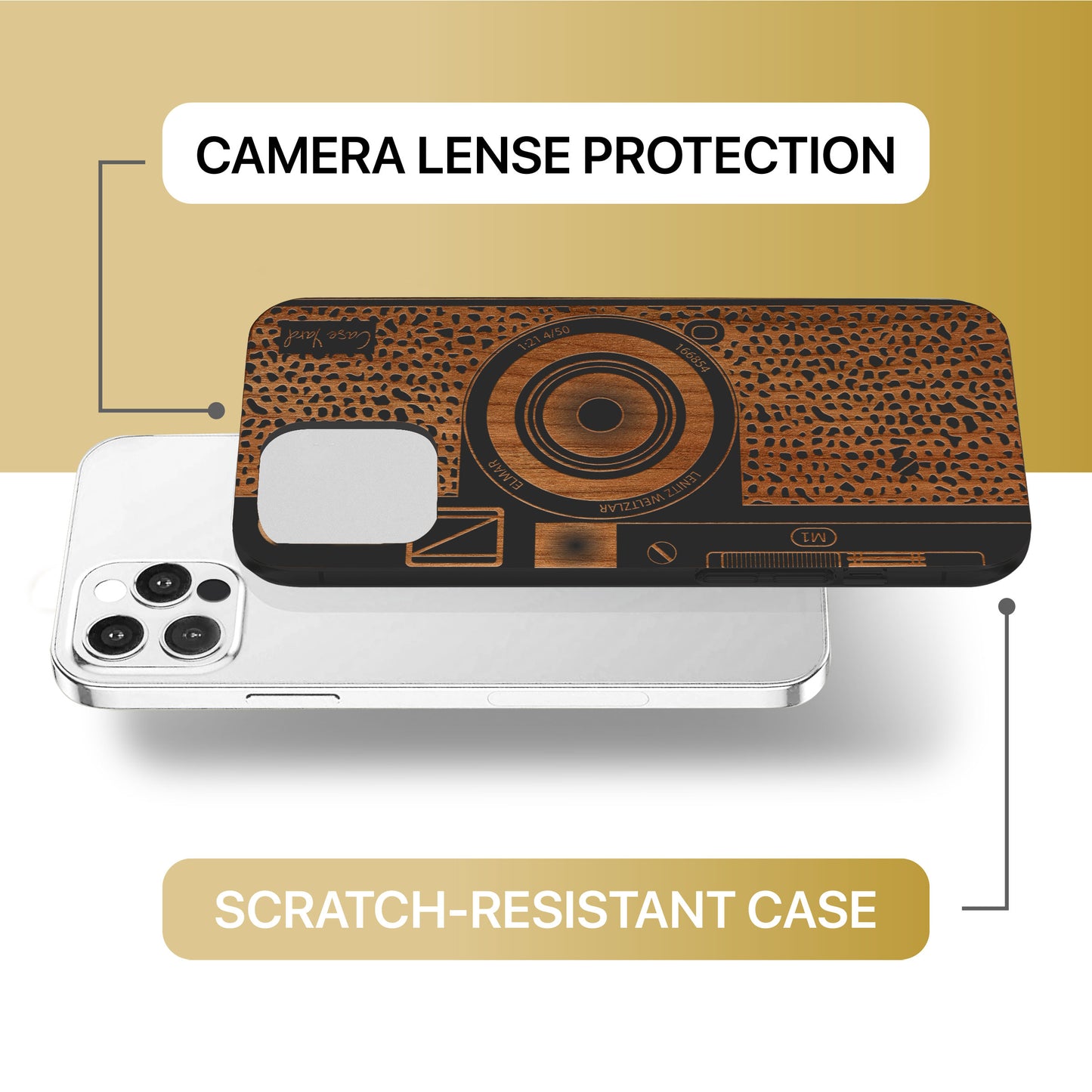 Camera Wooden Laser Engraved Phone Case