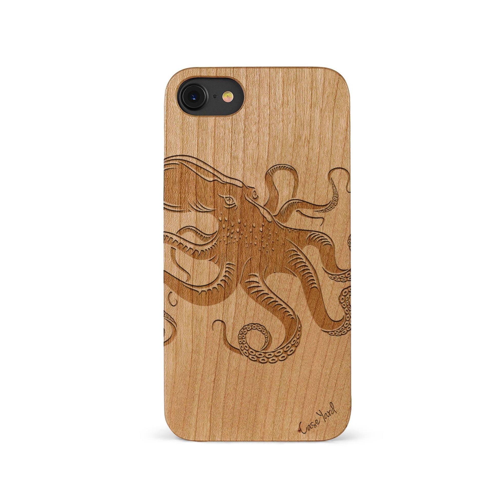 Octopus Wooden Laser Engraved Phone Case for iPhone – Case Yard USA Octopus Wooden Laser Engraved Phone Case for iPhone – Case Yard USA