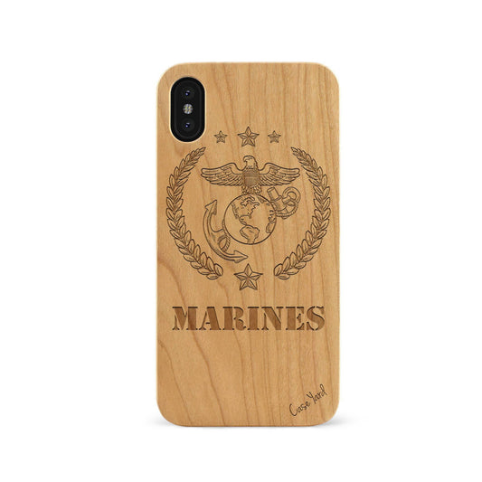 Marines Wooden Laser Engraved Phone Case