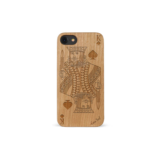 Wooden Cell Phone Case Cover, Laser Engraved case for iPhone & Samsung phone King of Spade Design