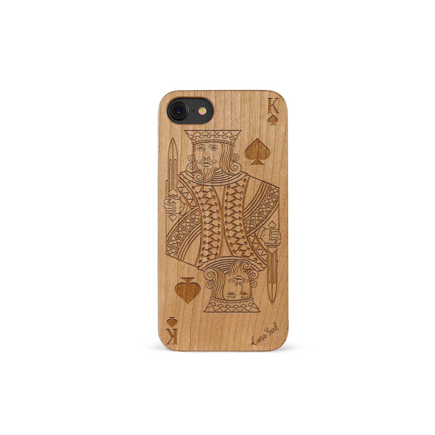 Wooden Cell Phone Case Cover, Laser Engraved case for iPhone & Samsung phone King of Spade Design