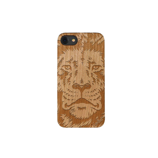 Lion Face Wooden Laser Engraved Phone Case for iPhone