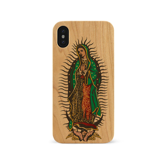 Wooden Cell Phone Case Cover, Laser Engraved case for iPhone & Samsung phone Virgin Mary Design