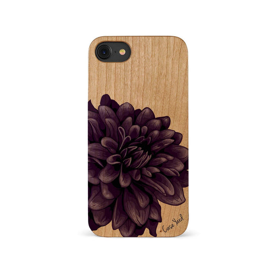 Dahlia Wooden Laser Engraved Phone Case for iPhone & Samsung Phones