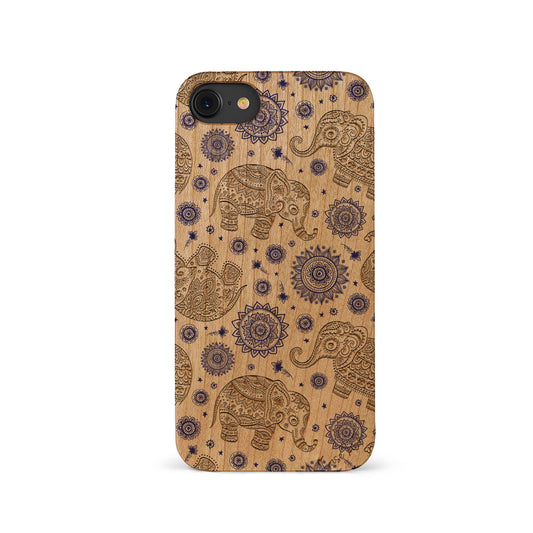 Elephants Overload Wooden Laser Engraved Phone Case for iPhone