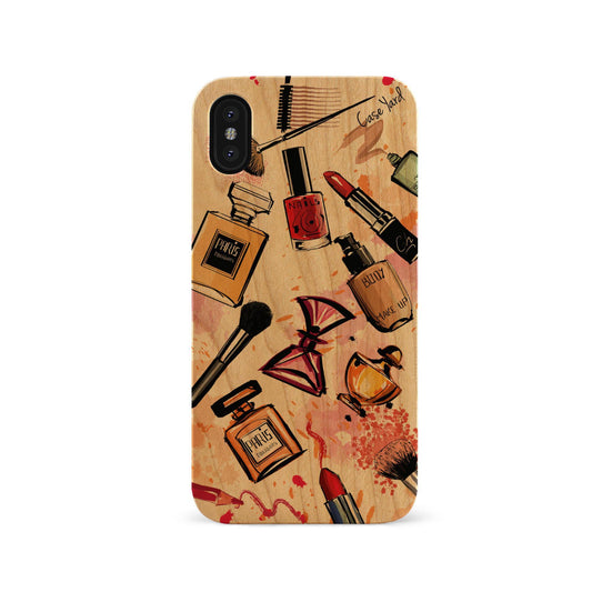 Make Up Case Wooden Laser Engraved Phone Case for iPhone