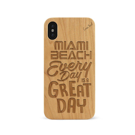 Miami Beach Great Day Wooden Laser Engraved Phone Case